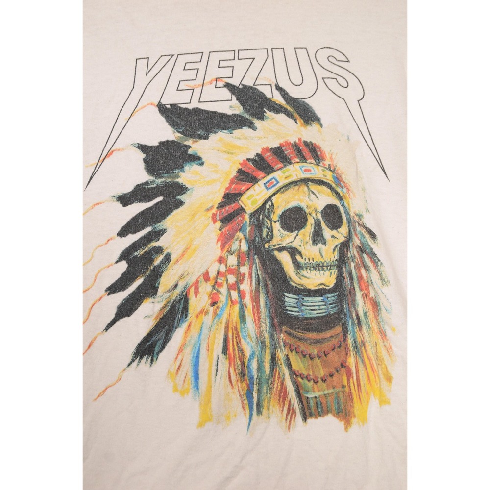 Yeezus Tour‎ Shirt Mens Medium White 2013 Wes Lang Skull Headdress Concert Tee - Picture 2 of 11